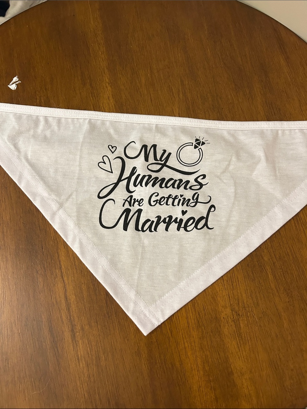 Pet Bandana "My Humans Are Getting Married" - White with Black Print